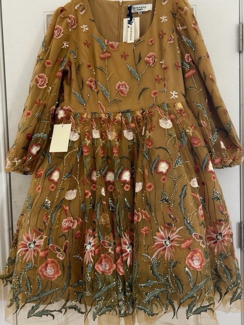 JESSAKAE Dress, Size 1X, Color Light Brown, New With Tag.